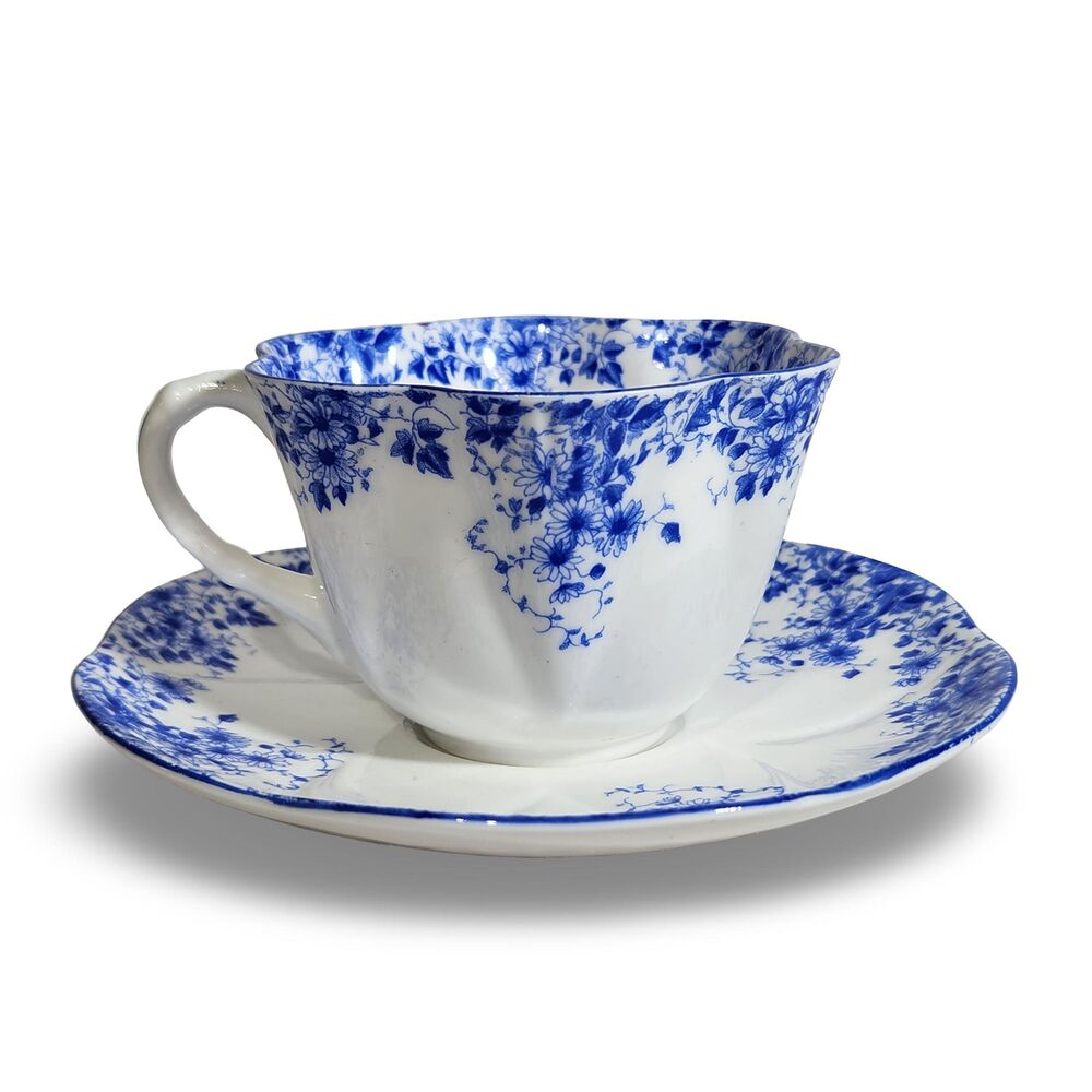 Vtg Shelley Dainty Blue Tea Cup Saucer Bone China Forget Me Nots #051/28 England